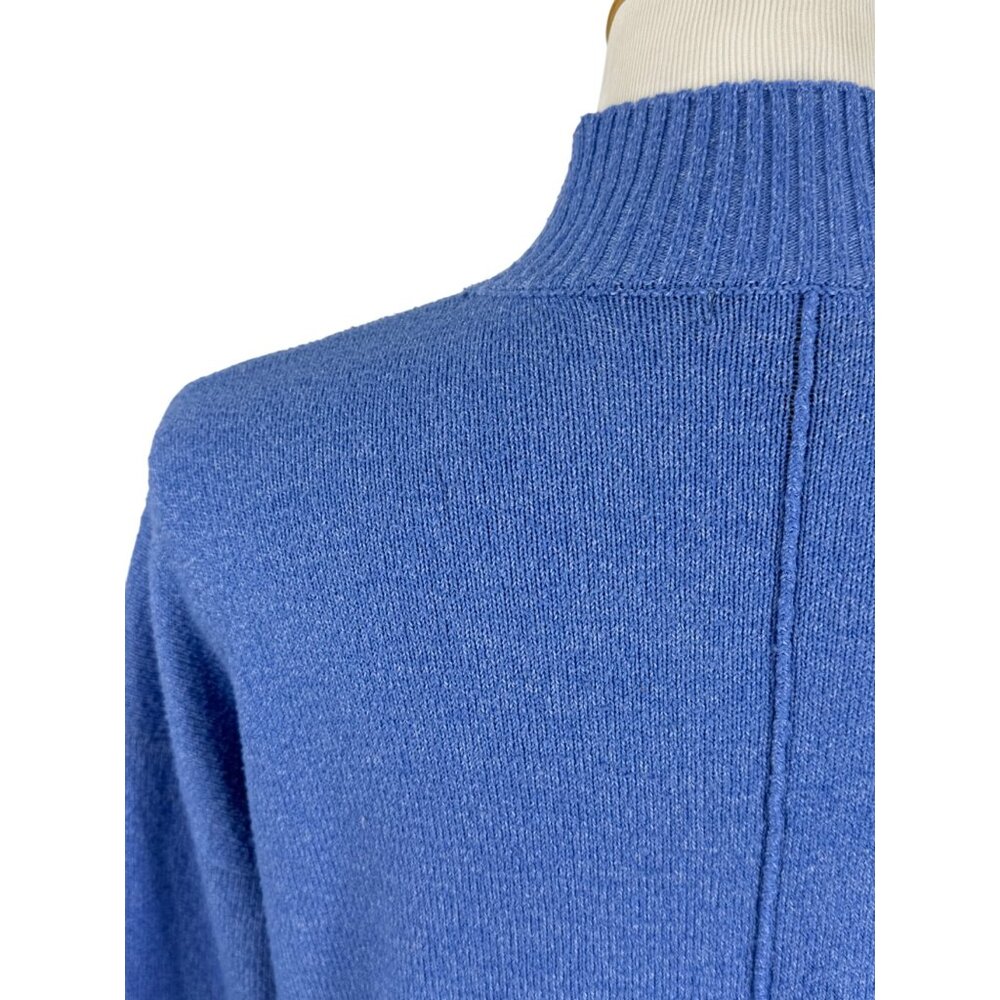Tahari Blue Mock Neck Ribbed Sweater | Coastal Grandmother Quiet Luxury Preppy S - Picture 13 of 16
